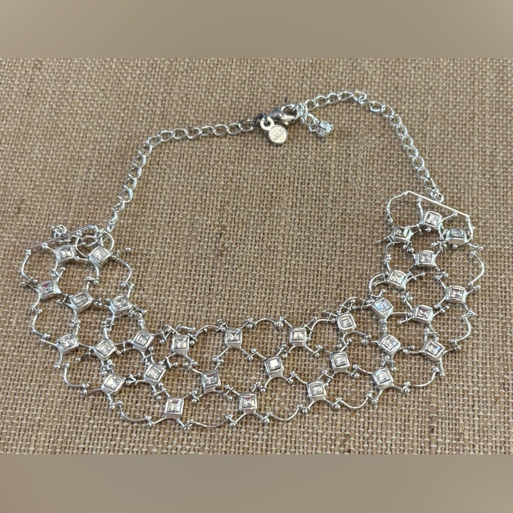 M&S Rhinestone Bib Statement Necklace 14”